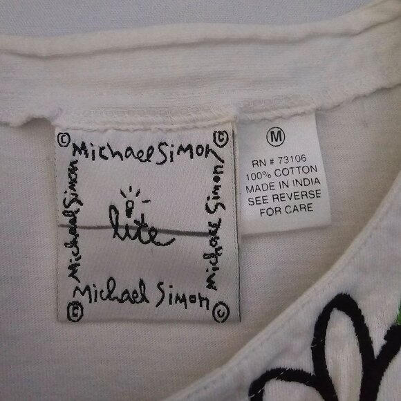 Michael Simon 100% Cotton Pink Red Embroidered Hearts Flowers Cardigan Medium - Picture 7 of 11